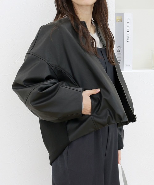 【新品】フェイクレザーブルゾン FREAKSSTORE FREAK'S STORE/リラックスフィット フェイクレザー ジップアップ