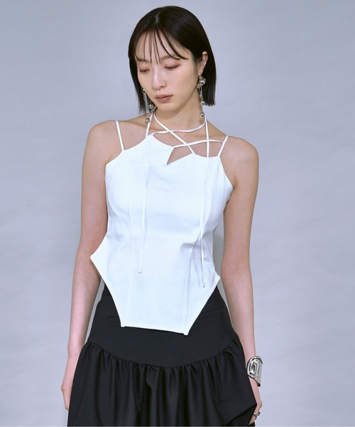 ガーゼライクプルオーバー上下セット、カップインキャミソール Design neck カップインキャミソール（キャミソール）｜Ezick