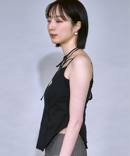 ガーゼライクプルオーバー上下セット、カップインキャミソール Design neck カップインキャミソール（キャミソール）｜Ezick