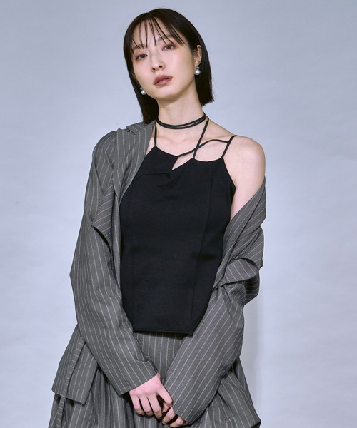 ガーゼライクプルオーバー上下セット、カップインキャミソール Design neck カップインキャミソール（キャミソール）｜Ezick