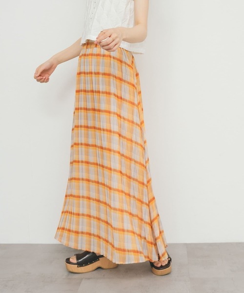 KBF(ケイビーエフ)の「シアーチェックプリーツスカート(スカート・レディース・オレンジ系その他/ブルー系その他/グリーン系その他・ONE)」の8枚目の写真