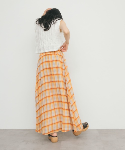 KBF(ケイビーエフ)の「シアーチェックプリーツスカート(スカート・レディース・オレンジ系その他/ブルー系その他/グリーン系その他・ONE)」の13枚目の写真