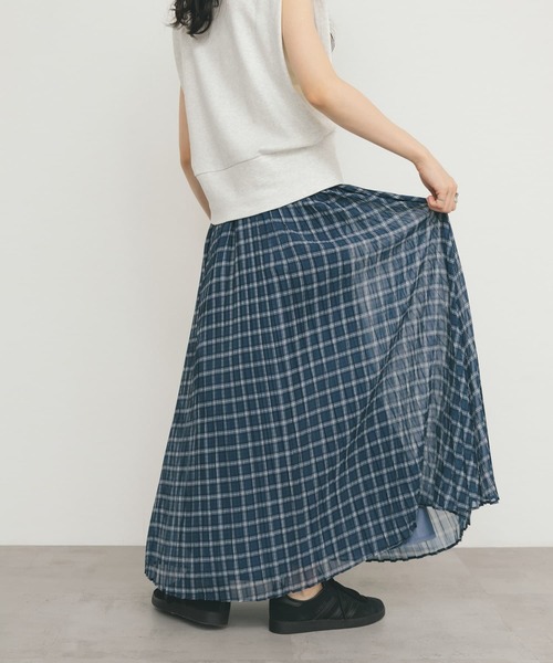 KBF(ケイビーエフ)の「シアーチェックプリーツスカート(スカート・レディース・オレンジ系その他/ブルー系その他/グリーン系その他・ONE)」の22枚目の写真