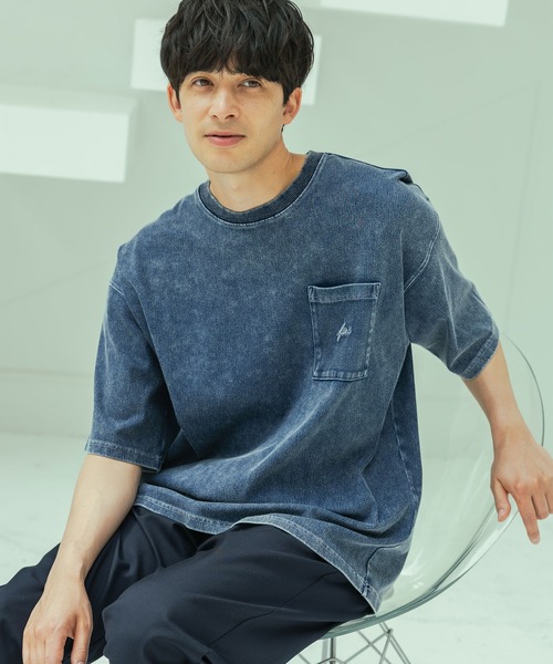 デニム レース装飾 Tシャツ Mサイズ セール】デニムライク刺繍T / 324581（Tシャツ/カットソー）｜LAKOLE