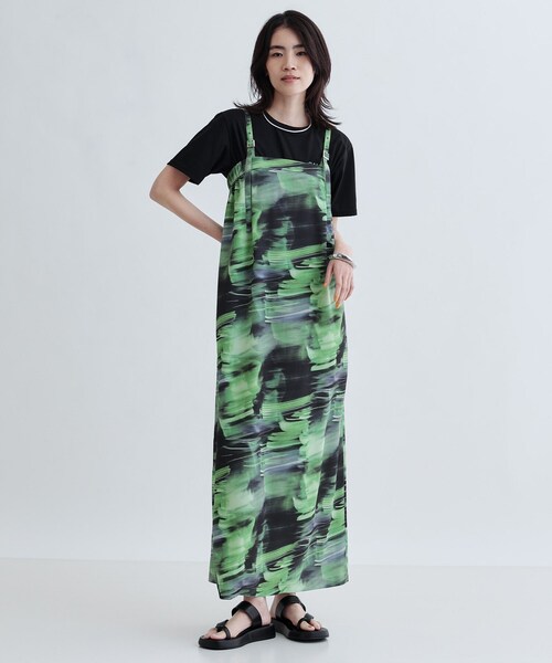 GALLEST（ギャレスト）の「デジタルプリントキャミワンピース（ワンピース・レディース・キャメル/グリーン・38/36）」の3枚目の写真