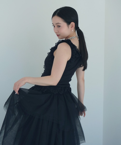 【美品】エイミーイストワール　チュールスカート　BLACK ボリュームチュールスカート（スカート）｜eimy istoire