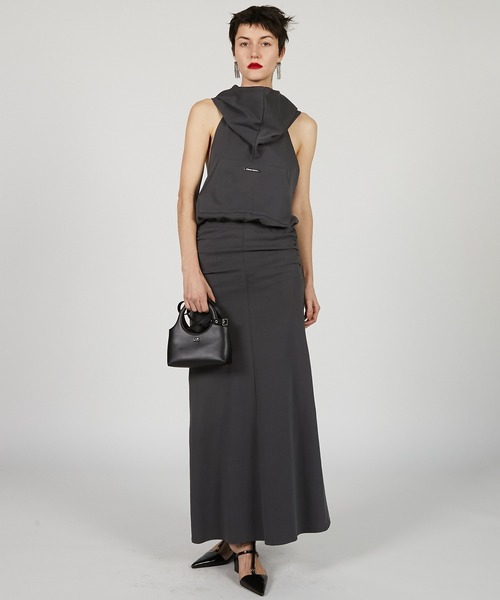 PRANK PROJECT（プランクプロジェクト）の「ドレープフーディワンピース / Draped Hoodie Dress（ワンピース・レディース・ホワイト/グレー/チャコールグレー・36/38）」の2枚目の写真