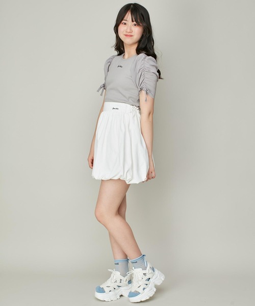 JENNI love（ジェニィラブ）の「シアー素材ギャザースリーブテレコT（Tシャツ/カットソー・キッズ・サックスブルー/オフホワイト/グレー・130cm/160cm/140cm/150cm）」の12枚目の写真