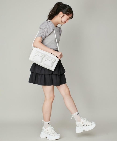 JENNI love（ジェニィラブ）の「シアー素材ギャザースリーブテレコT（Tシャツ/カットソー・キッズ・サックスブルー/オフホワイト/グレー・130cm/160cm/140cm/150cm）」の14枚目の写真