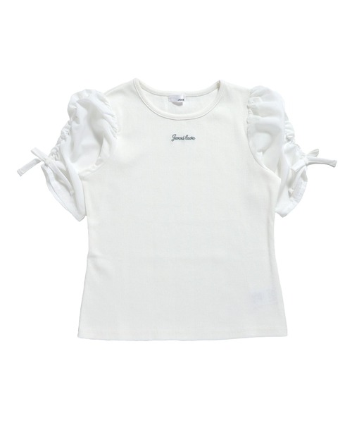 JENNI love（ジェニィラブ）の「シアー素材ギャザースリーブテレコT（Tシャツ/カットソー・キッズ・サックスブルー/オフホワイト/グレー・130cm/160cm/140cm/150cm）」の17枚目の写真