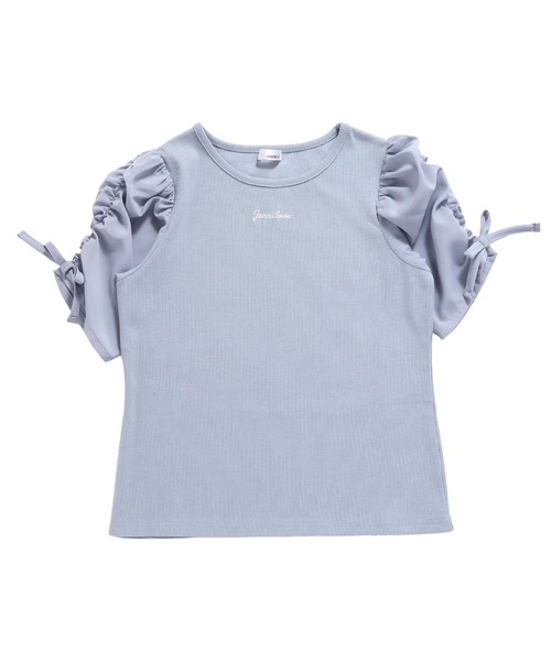 JENNI love（ジェニィラブ）の「シアー素材ギャザースリーブテレコT（Tシャツ/カットソー・キッズ・サックスブルー/オフホワイト/グレー・130cm/160cm/140cm/150cm）」の21枚目の写真