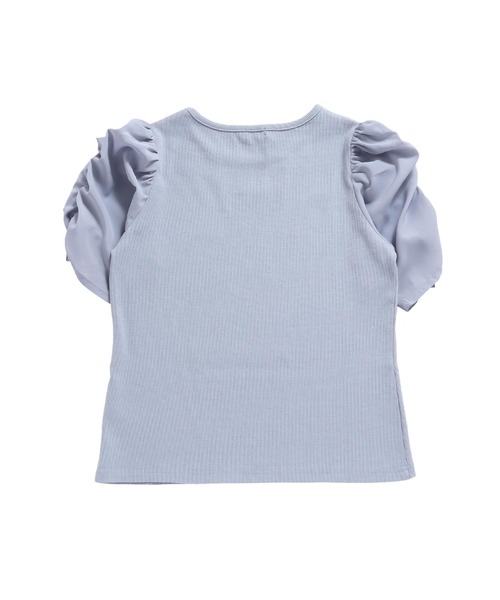 JENNI love（ジェニィラブ）の「シアー素材ギャザースリーブテレコT（Tシャツ/カットソー・キッズ・サックスブルー/オフホワイト/グレー・130cm/160cm/140cm/150cm）」の22枚目の写真