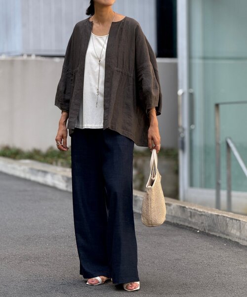 BEARDSLEY（ビアズリー）の「リネン羽織（ブルゾン・レディース・ベージュ/ブラック/グレー・FREE）」の8枚目の写真