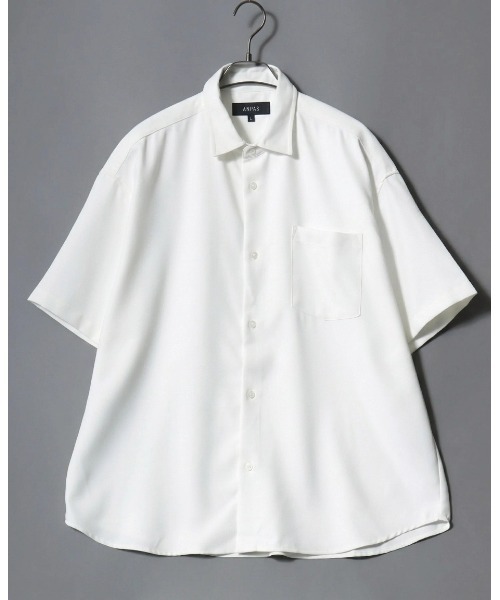 ANPAS（アンパス）の「ANPAS Oversized Short-Sleeve Shirt with Tie / アンパス 別注 ネクタイ付きオーバーサイズ半袖シャツ ワイドシルエット メンズ レギュラーカラー（シャツ/ブラウス・メンズ・ホワイト/ライトグレー/ブラック/ベージュ/ブルー・M/L）」の8枚目の写真