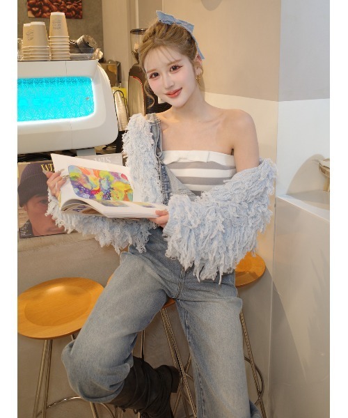 Darich(ダーリッチ)の「レイヤードボーダーニットアンサンブル(ニット/セーター・レディース・ピンク/グレー/ネイビー・FREE)」の8枚目の写真