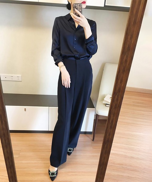 blackdia ocean(ブラックダイヤオーシャン)の「blackdia ocean ベーシックサテンシャツ(シャツ/ブラウス・レディース・シャンパン/ブラック/ライトパープル/ホワイト/グレー・MEDIUM/SMALL)」の9枚目の写真