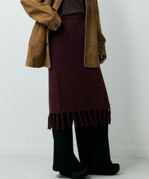 Johnbull（ジョンブル）の「透かし柄ニットストールラップスカート（スカート）」