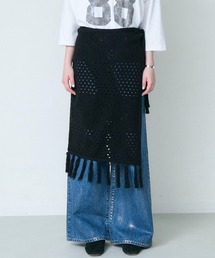 Johnbull（ジョンブル）の「透かし柄ニットストールラップスカート（スカート）」