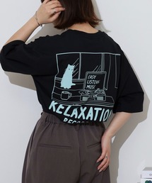 猫バックプリントプリントTシャツ COOL&DRY UVカット