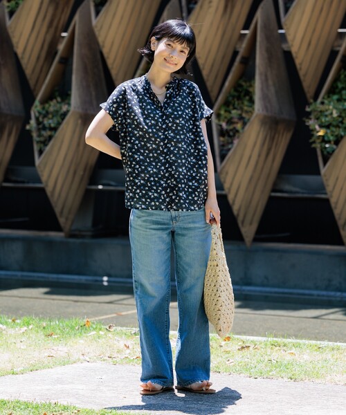 FREAK'S STORE（フリークスストア）の「インドボイル フレンチスリーブブラウス（シャツ/ブラウス・レディース・オフホワイト/ターコイズブルー/ブラック/コーラルピンク/ダークネイビー・ﾌﾘ-）」の17枚目の写真