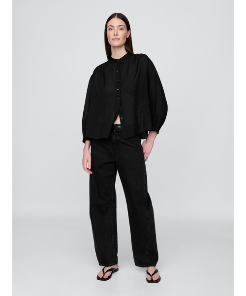GAP(ギャップ)の「シアー フロントボタンシャツ(シャツ/ブラウス・レディース・ブラック/オフホワイト/ホワイト×ネイビー・XS/S/M/L/XXS)」の8枚目の写真