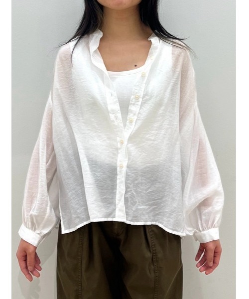 GAP(ギャップ)の「シアー フロントボタンシャツ(シャツ/ブラウス・レディース・ブラック/オフホワイト/ホワイト×ネイビー・XS/S/M/L/XXS)」の11枚目の写真
