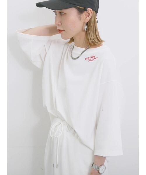 Samansa Mos2 blue（サマンサモスモスブルー）の「◎ポンチロゴ刺繍プルオーバー（Tシャツ/カットソー・レディース・サックスブルー/トップグレー/オフホワイト・F）」の5枚目の写真