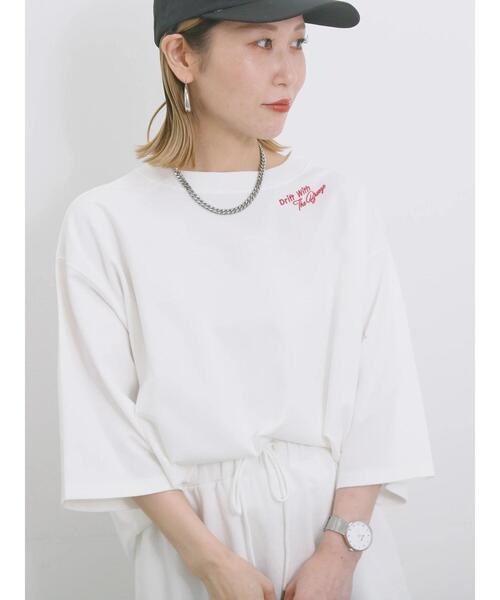 Samansa Mos2 blue（サマンサモスモスブルー）の「◎ポンチロゴ刺繍プルオーバー（Tシャツ/カットソー・レディース・サックスブルー/トップグレー/オフホワイト・F）」の6枚目の写真