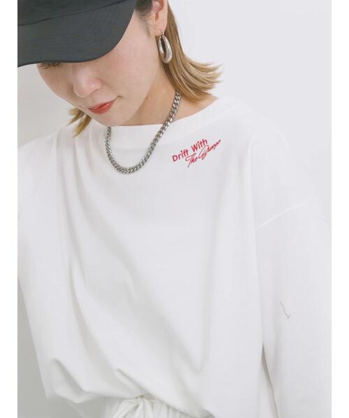 Samansa Mos2 blue（サマンサモスモスブルー）の「◎ポンチロゴ刺繍プルオーバー（Tシャツ/カットソー・レディース・サックスブルー/トップグレー/オフホワイト・F）」の10枚目の写真