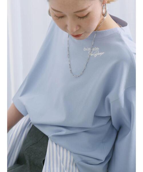 Samansa Mos2 blue（サマンサモスモスブルー）の「◎ポンチロゴ刺繍プルオーバー（Tシャツ/カットソー・レディース・サックスブルー/トップグレー/オフホワイト・F）」の16枚目の写真