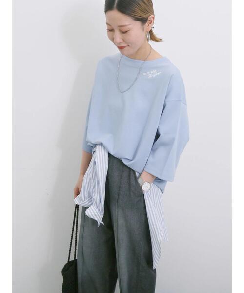 Samansa Mos2 blue（サマンサモスモスブルー）の「◎ポンチロゴ刺繍プルオーバー（Tシャツ/カットソー・レディース・サックスブルー/トップグレー/オフホワイト・F）」の18枚目の写真