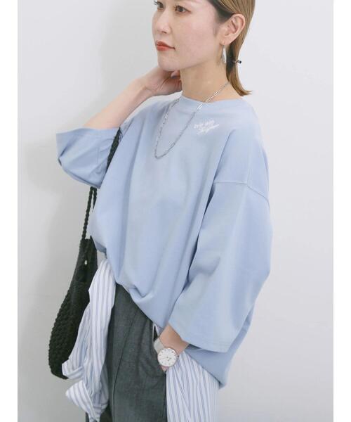 Samansa Mos2 blue（サマンサモスモスブルー）の「◎ポンチロゴ刺繍プルオーバー（Tシャツ/カットソー・レディース・サックスブルー/トップグレー/オフホワイト・F）」の20枚目の写真