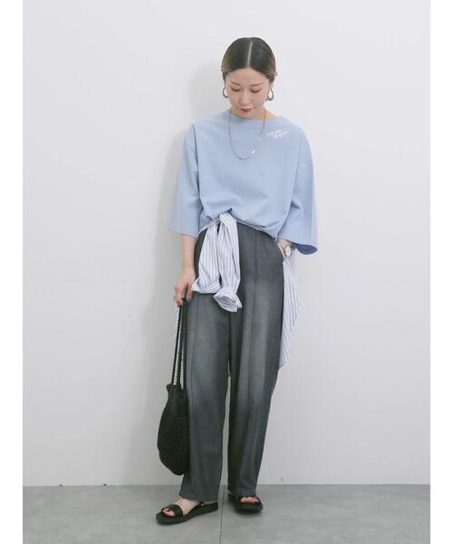 Samansa Mos2 blue（サマンサモスモスブルー）の「◎ポンチロゴ刺繍プルオーバー（Tシャツ/カットソー・レディース・サックスブルー/トップグレー/オフホワイト・F）」の21枚目の写真