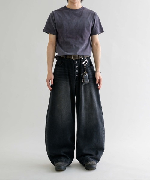 EPNK（イーピーエヌケー）の「【EPNK】Button fly wide denim pants / ボタンフライワイドデニムパンツ（デニムパンツ・メンズ・ブラック/グレー系その他/ブルー/グレー/レオパード/ノンウォッシュ・SMALL/LARGE/MEDIUM）」の13枚目の写真