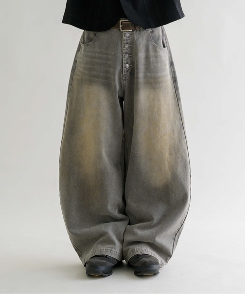 EPNK】Button fly wide denim pants / ボタンフライワイドデニムパンツ
