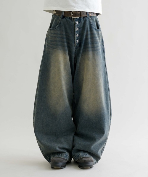 EPNK】Button fly wide denim pants / ボタンフライワイドデニム