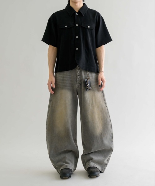 【EPNK】Button fly wide denim pants EPNK】Button fly wide denim pants / ボタンフライワイドデニム