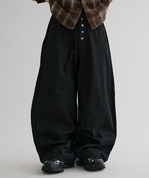 EPNK】Button fly wide denim pants / ボタンフライワイドデニムパンツ