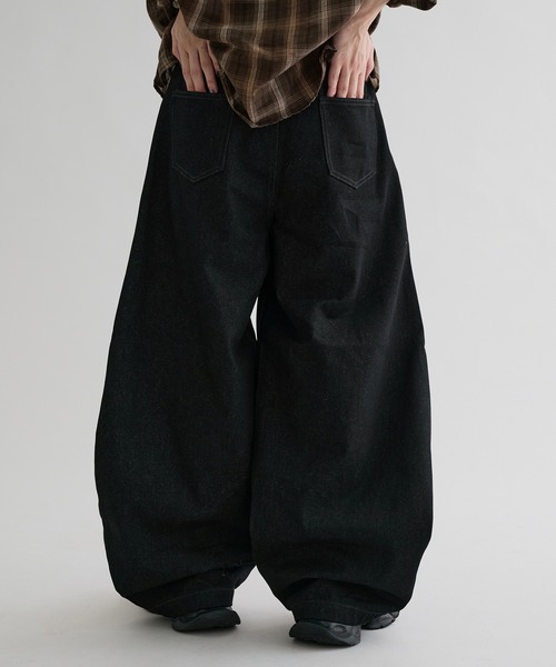 【epnok】 ボタンフライワイドデニムパンツ Lサイズ【現在完売品】 EPNK】Button fly wide denim pants / ボタンフライワイドデニム