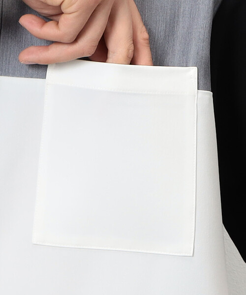 COMME CA ISM（コムサイズム）の「ウールライク ショートポイントカラー ブロッキング半袖シャツ（シャツ/ブラウス・メンズ・ホワイト/ブラック・MEDIUM/LARGE）」の9枚目の写真