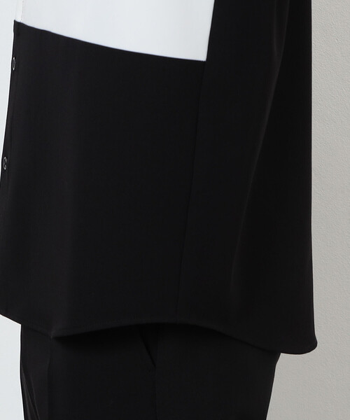 COMME CA ISM（コムサイズム）の「ウールライク ショートポイントカラー ブロッキング半袖シャツ（シャツ/ブラウス・メンズ・ホワイト/ブラック・MEDIUM/LARGE）」の11枚目の写真