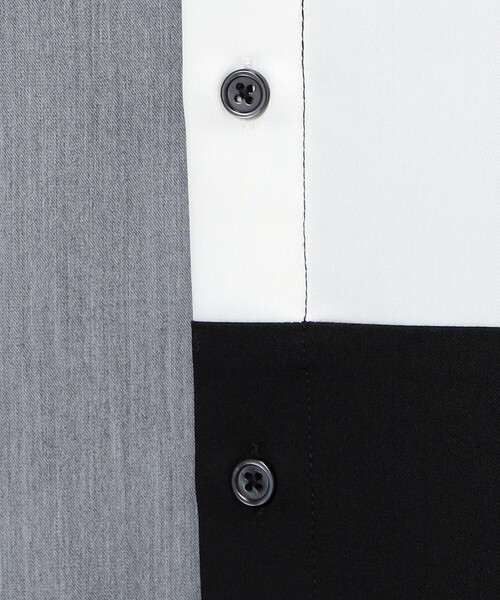 COMME CA ISM（コムサイズム）の「ウールライク ショートポイントカラー ブロッキング半袖シャツ（シャツ/ブラウス・メンズ・ホワイト/ブラック・MEDIUM/LARGE）」の13枚目の写真