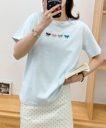 マルチカラーリボン刺繍Tシャツ (SS)