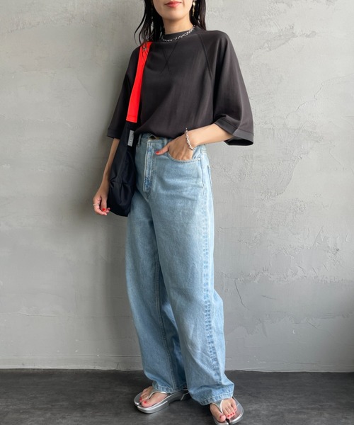 THE SHINZONE（ザ　シンゾーン）の「[THE SHINZONE/ザ シンゾーン] シアー ハーフスリーブ スウェットシャツ（Tシャツ/カットソー・レディース・ホワイト/チャコールグレー・0）」の4枚目の写真