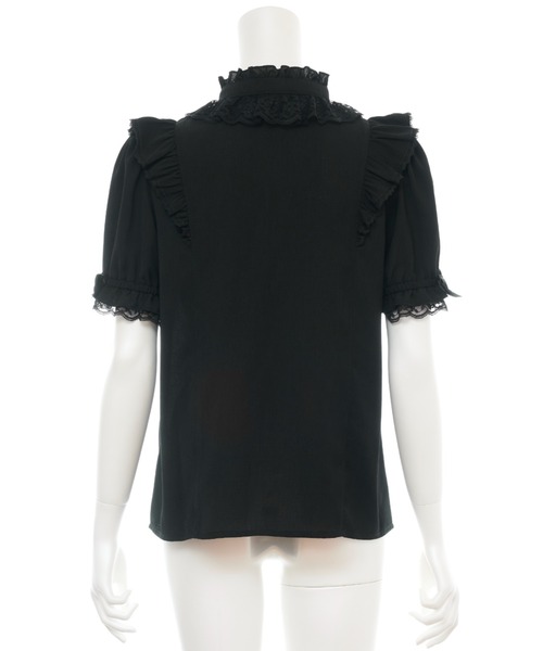 Secret Honey（シークレットハニー）の「スタンドカラーダブルフリルブラウス（シャツ/ブラウス・レディース・ブラック/オフホワイト・MEDIUM）」の10枚目の写真