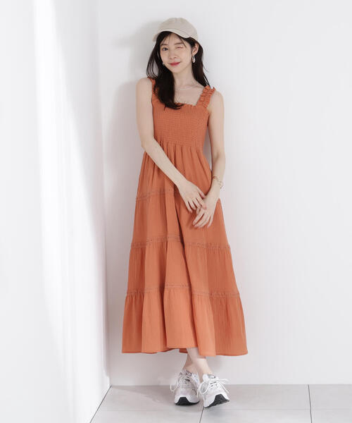 PROPORTION BODY DRESSING（プロポーションボディドレッシング）の「＜Ｅ＞レース付きティアードワンピース / 1215247605（ワンピース・レディース・オレンジ系その他/ブラック・MEDIUM/SMALL/P/S）」の15枚目の写真