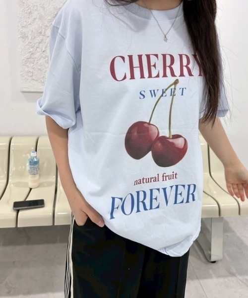 ipugo(イプゴ)の「ipugo/イプゴ チェリーTEE 秋物 秋服 2026年秋冬(Tシャツ/カットソー・レディース・ブルー/ホワイト・FREE)」の8枚目の写真