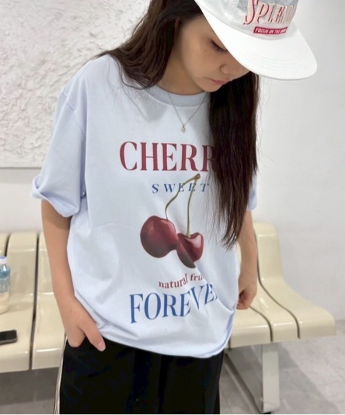 ipugo(イプゴ)の「ipugo/イプゴ チェリーTEE 秋物 秋服 2026年秋冬(Tシャツ/カットソー・レディース・ブルー/ホワイト・FREE)」の11枚目の写真