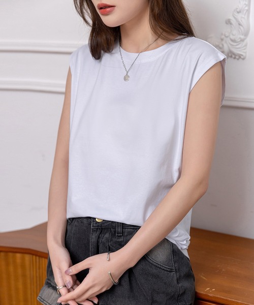 DAY CLOSET（デイ クローゼット）の「レディース 接触冷感でひんやり。フレンチスリーブTシャツ（Tシャツ/カットソー・レディース・ホワイト/ブラック/グレー・M/L）」の4枚目の写真