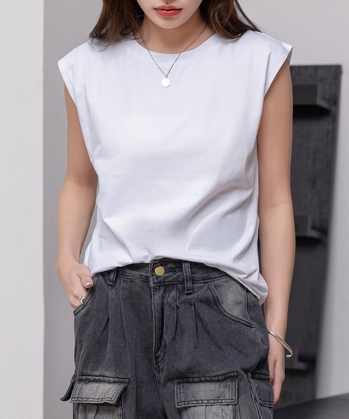 DAY CLOSET（デイ クローゼット）の「レディース 接触冷感でひんやり。フレンチスリーブTシャツ（Tシャツ/カットソー・レディース・ホワイト/ブラック/グレー・M/L）」の5枚目の写真